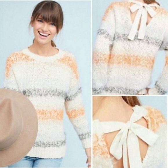 Meadow Rue Sweaters - Anthropologie Meadow Rue Striped Tie Back backless Kennedy Sweater Size XS